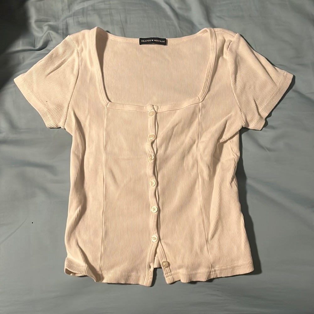 brandy melville | white top with buttons | OS
